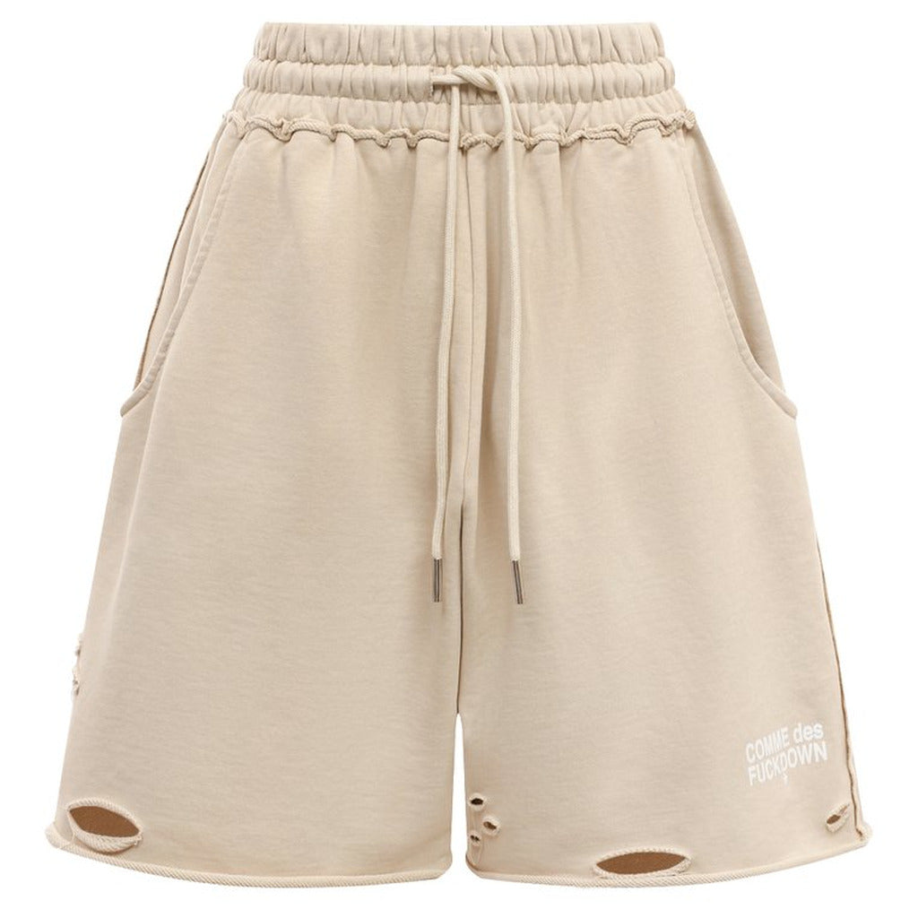 comme des fuckdown - shorts con rotture beige