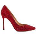 sergio rossi - Red Suede Studded Pointed strass