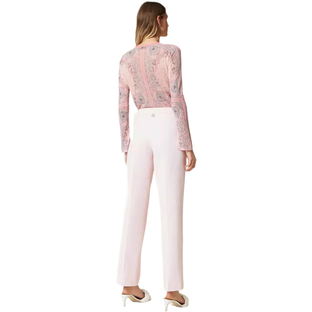 twinset - pantalone maschile rosa gesso