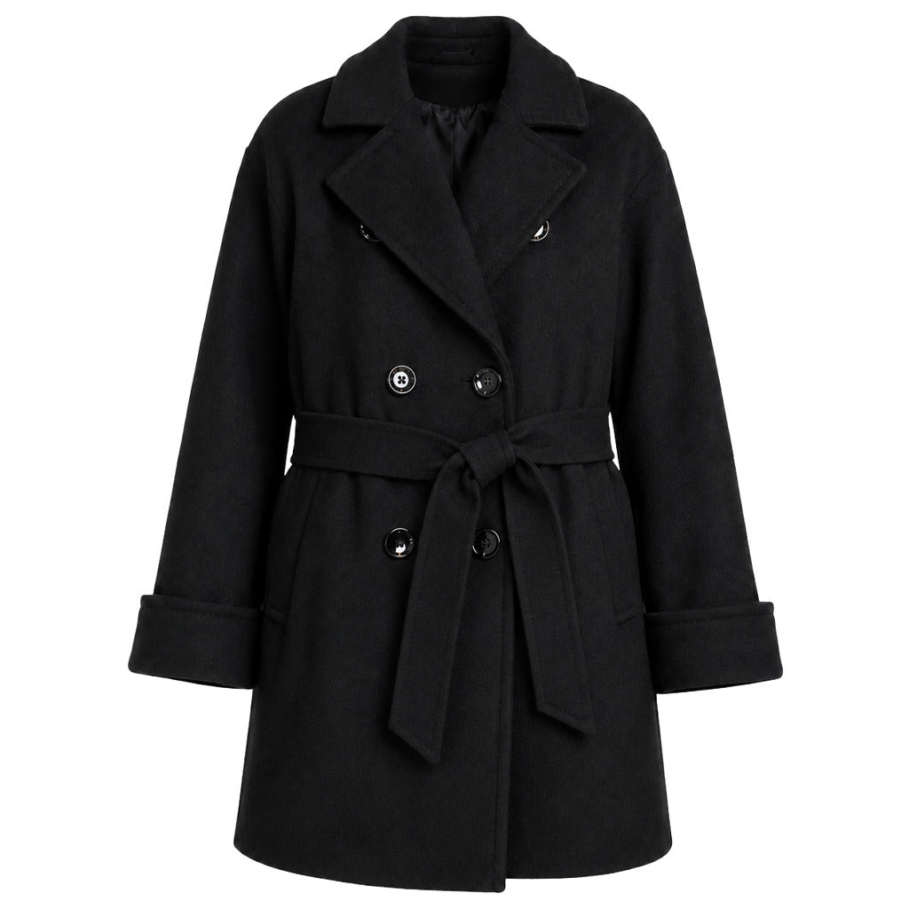 loro piana tessuto - cappotto peacoat doppiopetto nero