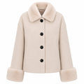 loro piana tessuto - cappotto corto pelliccia beige