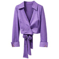 elisabetta franchi - camicia viola incrociata a due code