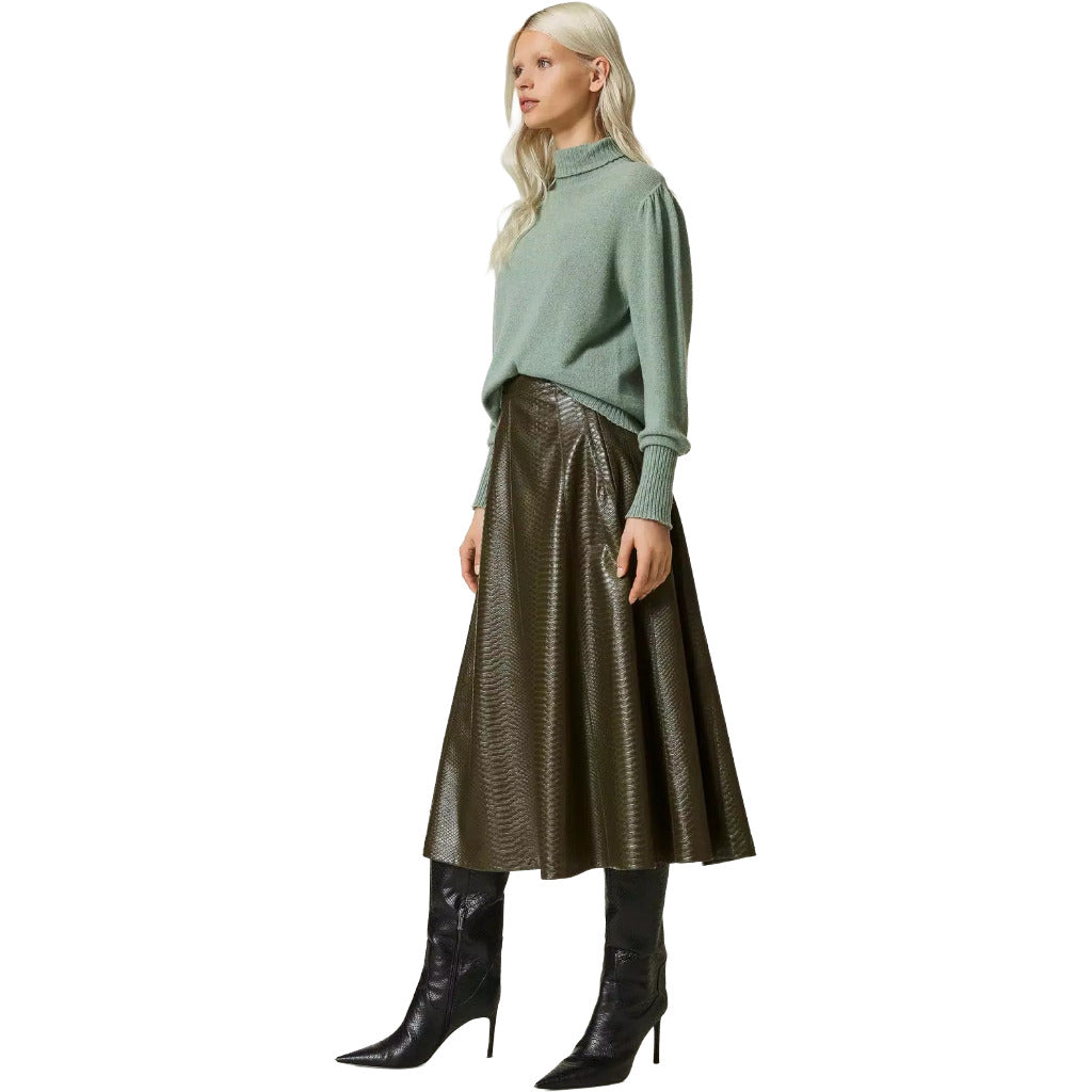 twinset - gonna longuette con texture animalier