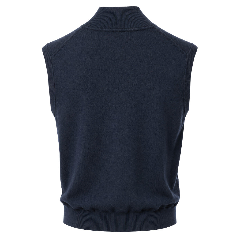 alpha studio - gilet zip merinos blu