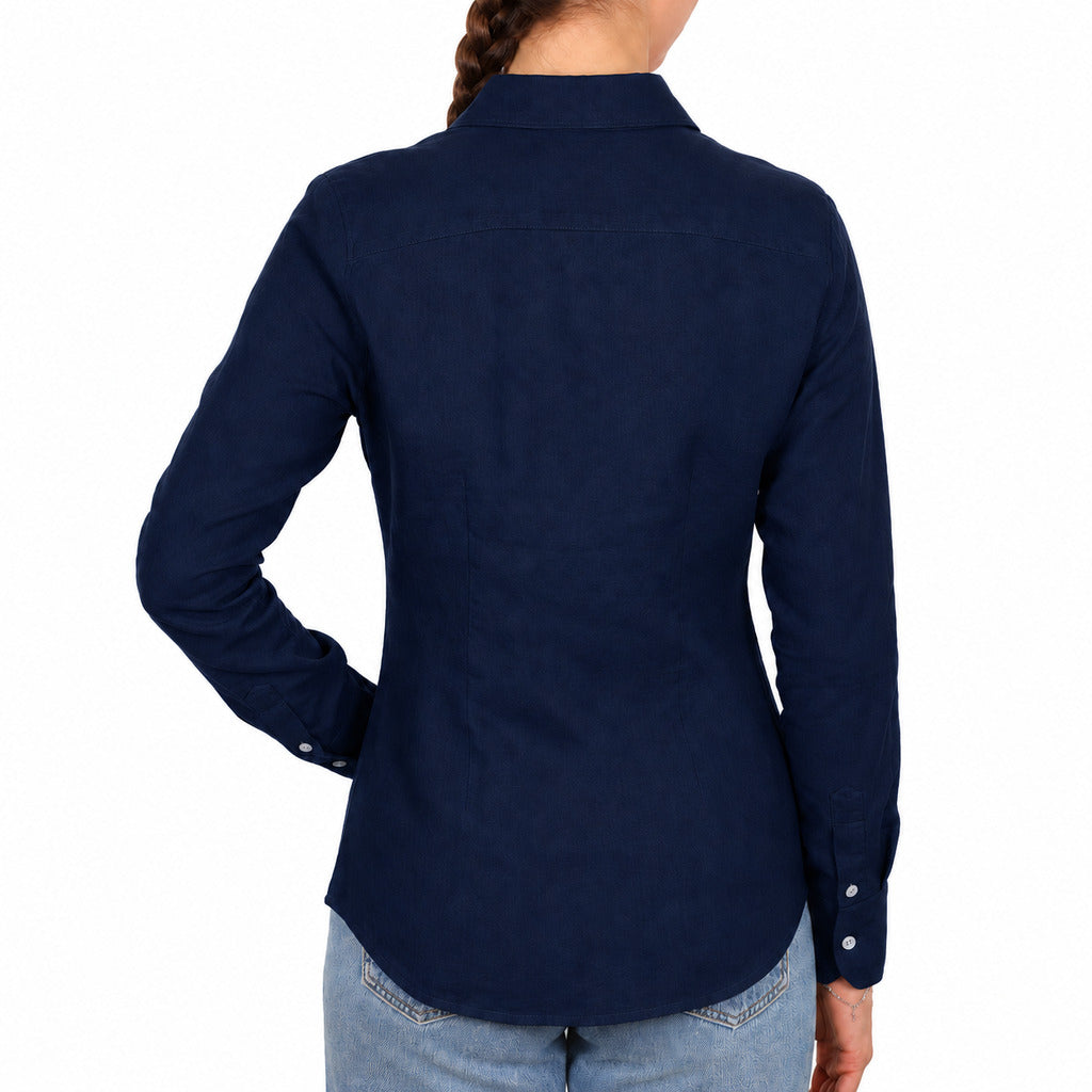 bagutta - camicia lino blu notte