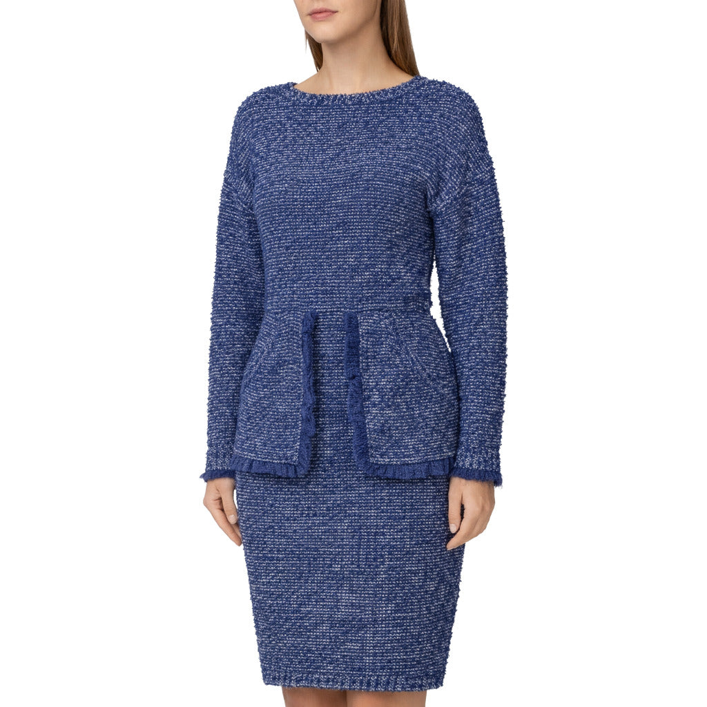 elisabetta franchi - abito blu con taglio vivo