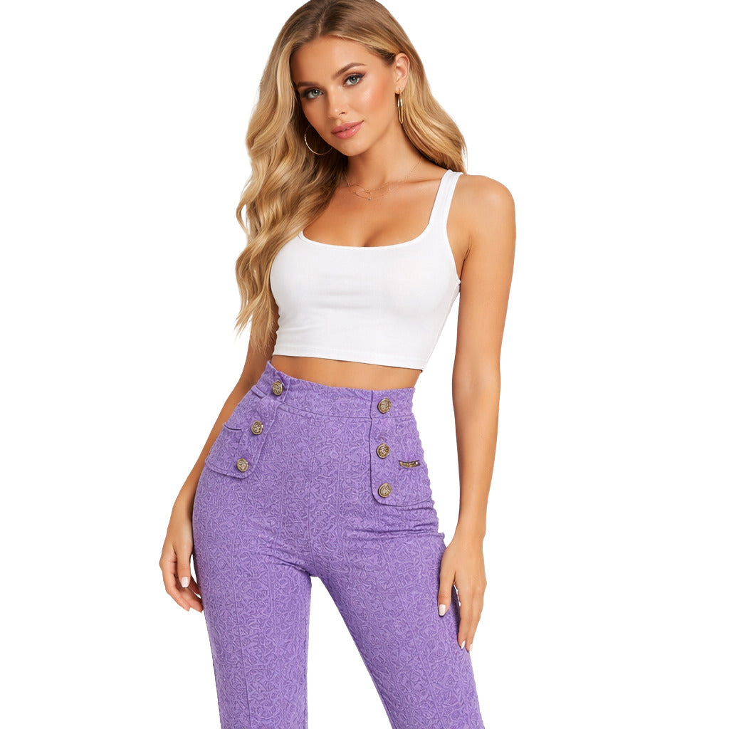 elisabetta franchi - pantaloni aderenti viola