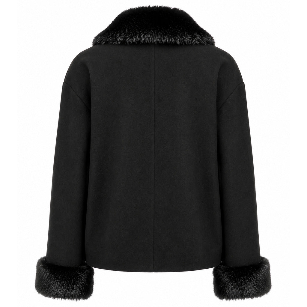 loro piana tessuto - cappotto corto pelliccia nero