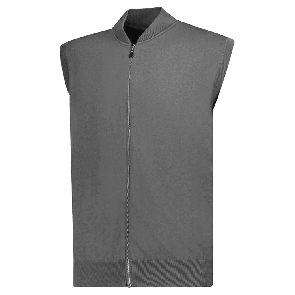 alpha studio - gilet con zip grigio