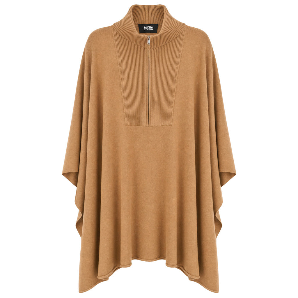 alpha studio - lupetto zip poncho total look
