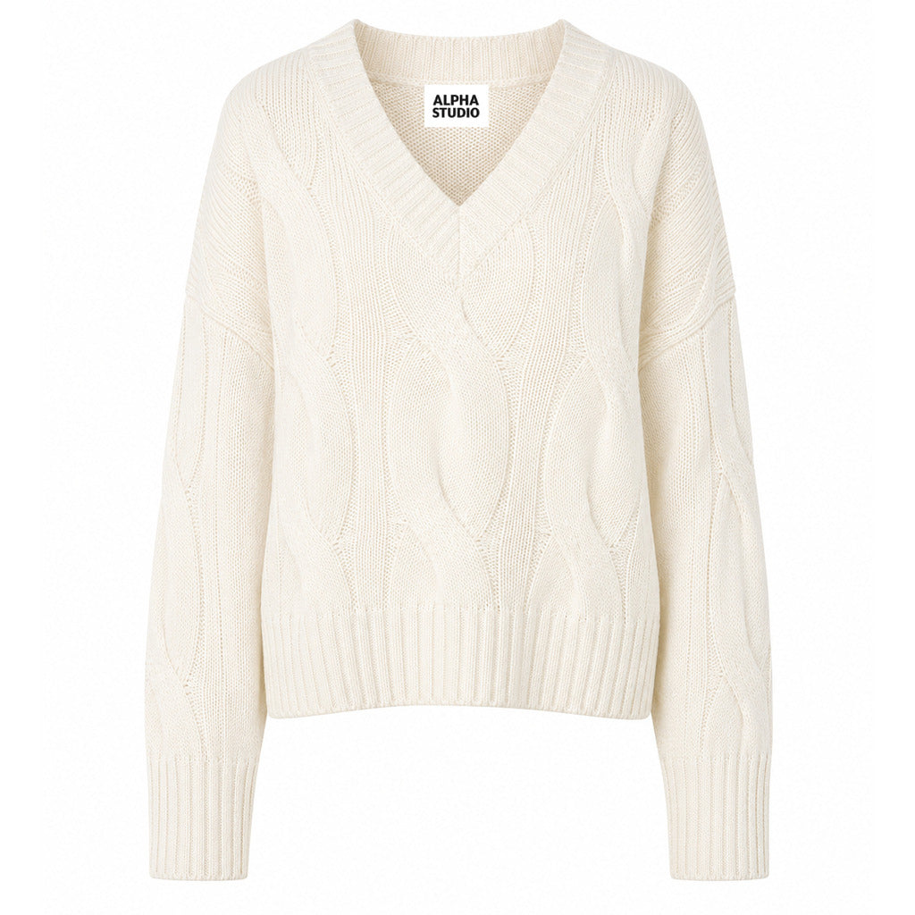 alpha studio - scollo v m/l boxy weaving