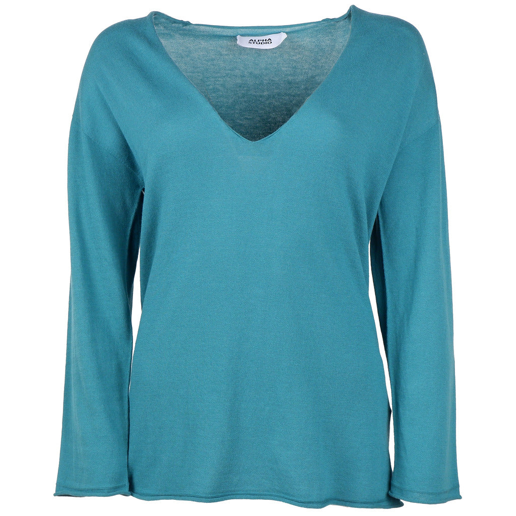alpha studio - maglia scollo V verde