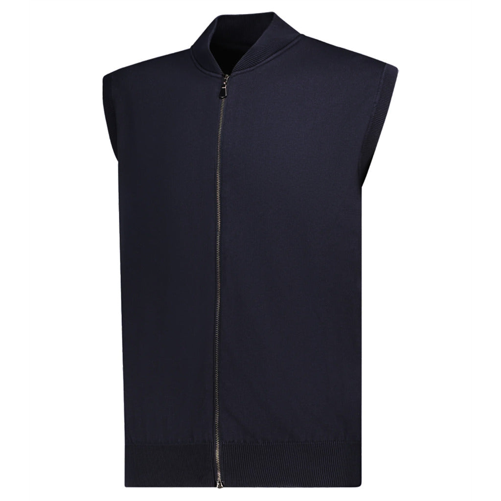 alpha studio - gilet con zip blu notte