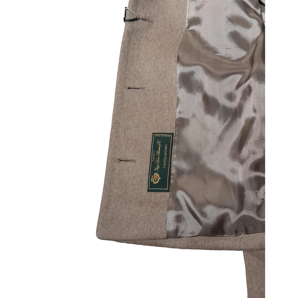 loro piana tessuto - cappotto corto pelliccia camel