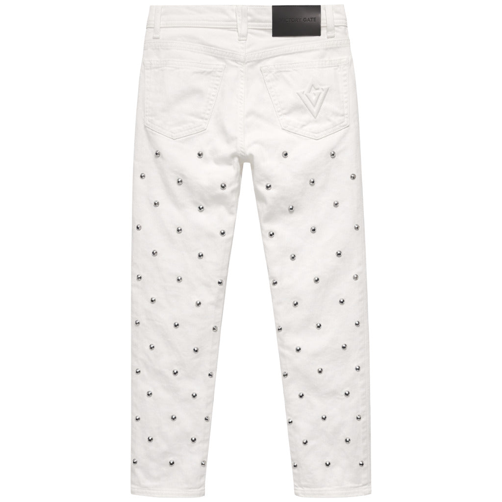 victory gate - jeans borchiati bianchi