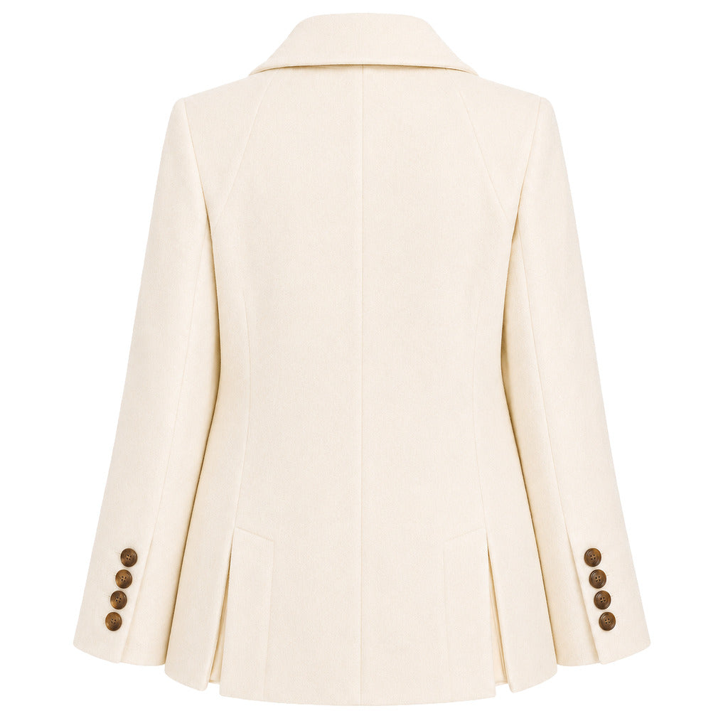 loro piana tessuto - cappotto corto doppiopetto panna