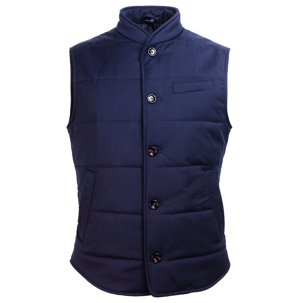 loro piana tessuto - gilet lana blu