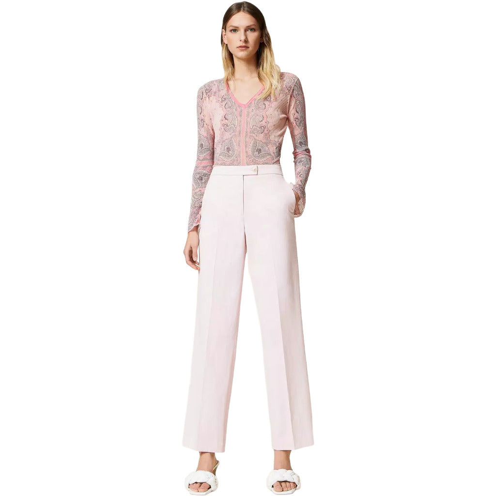 twinset - pantalone maschile rosa gesso