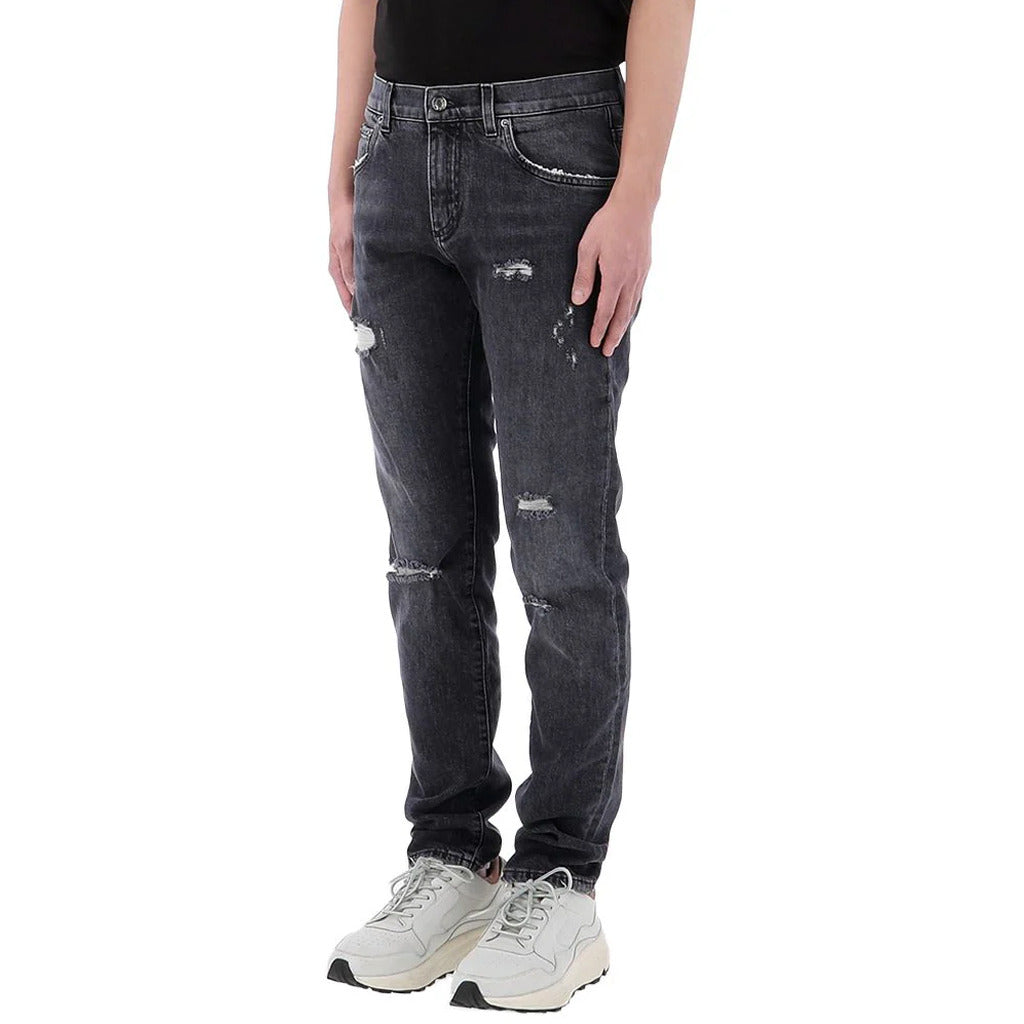 dolce & gabbana - lucky chance logo distressed denim