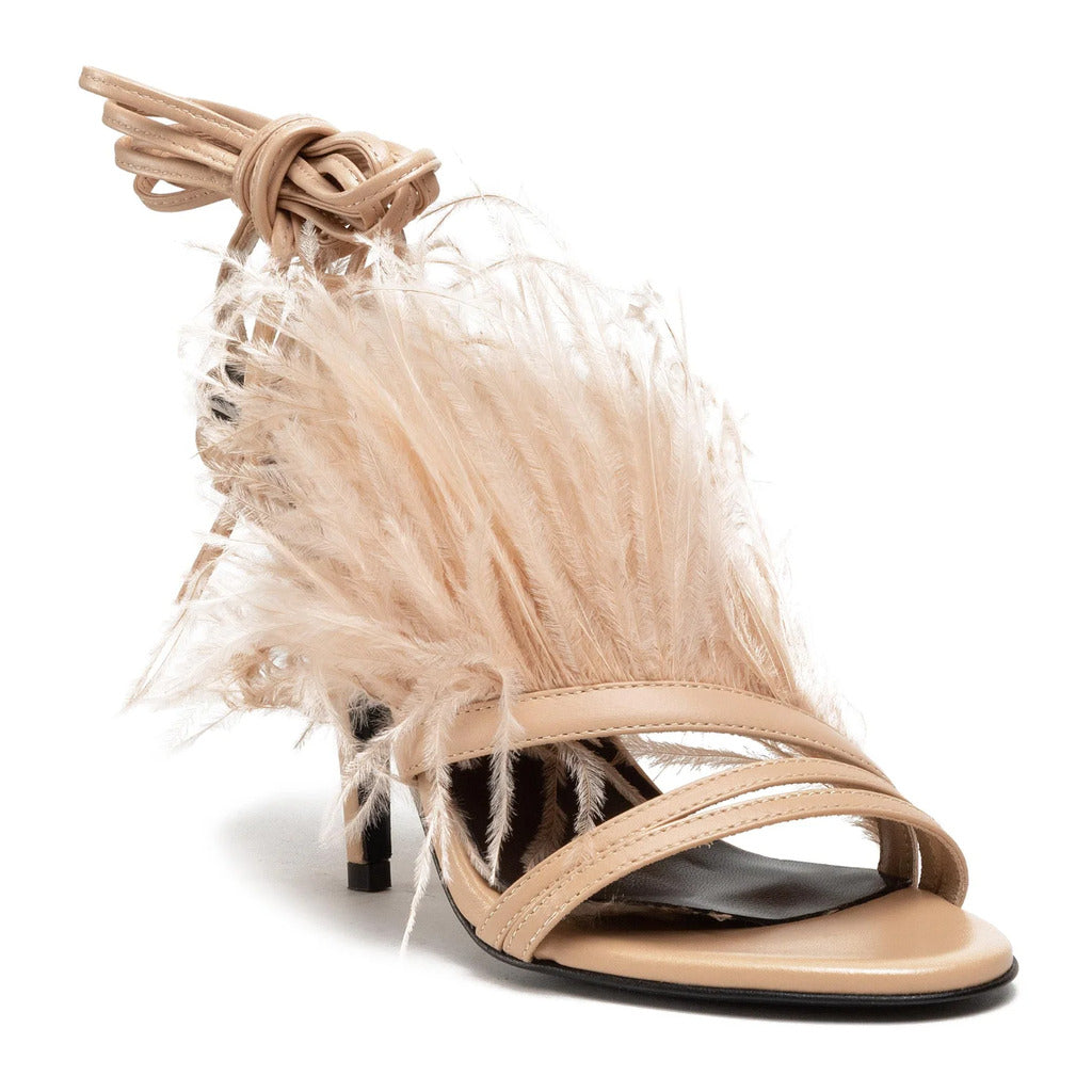 patrizia pepe - sandali pelle con piume