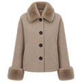 loro piana tessuto - cappotto corto pelliccia camel