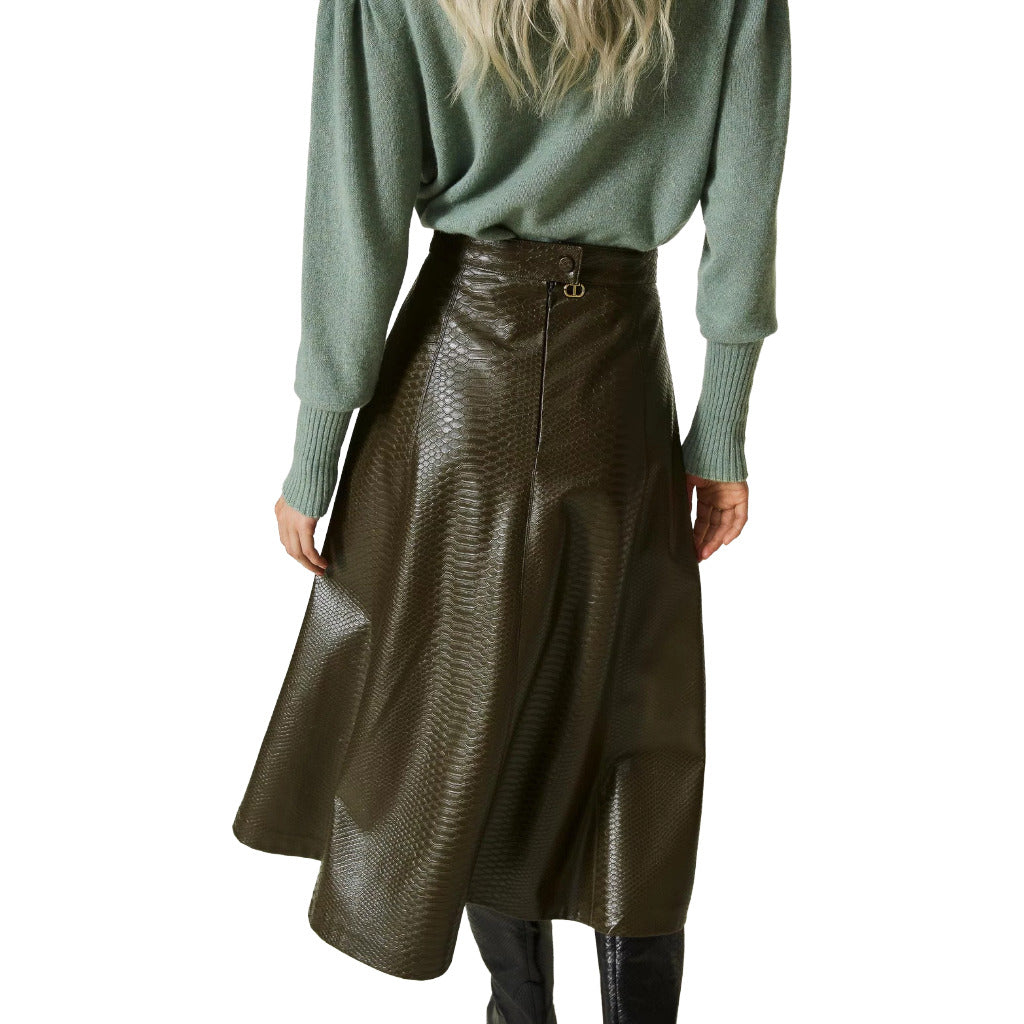 twinset - gonna longuette con texture animalier