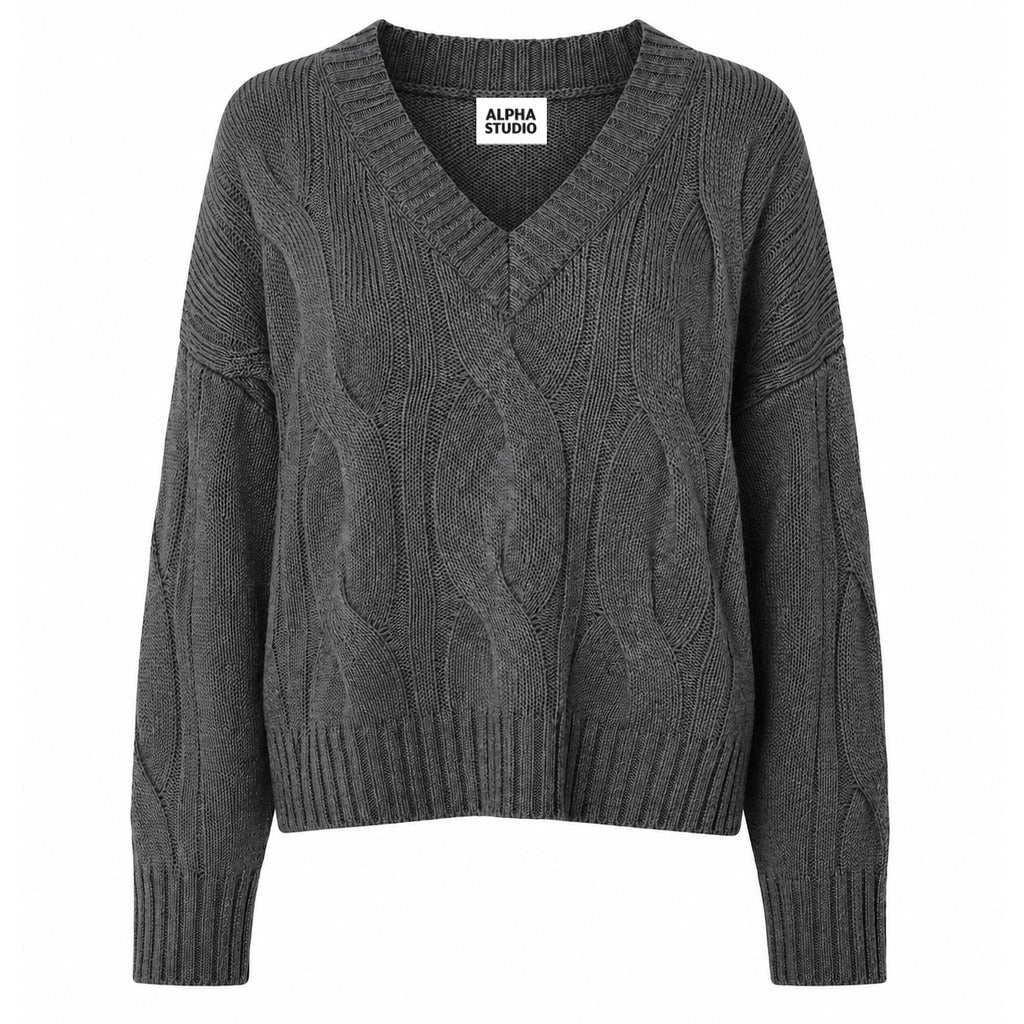 alpha studio - scollo v m/l boxy weaving