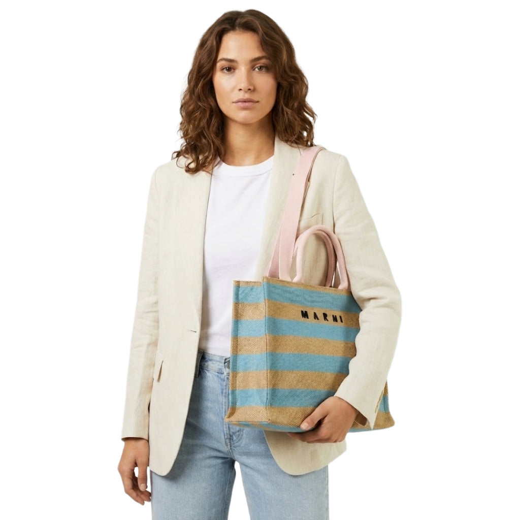 marni - marni embroidered raffia tote bag