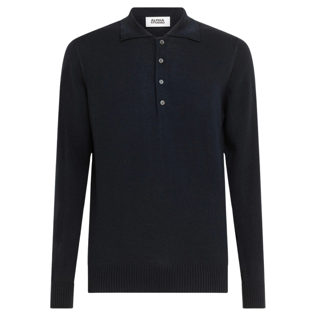 alpha studio - polo slim a maniche lunghe