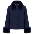 loro piana tessuto - cappotto corto pelliccia blu