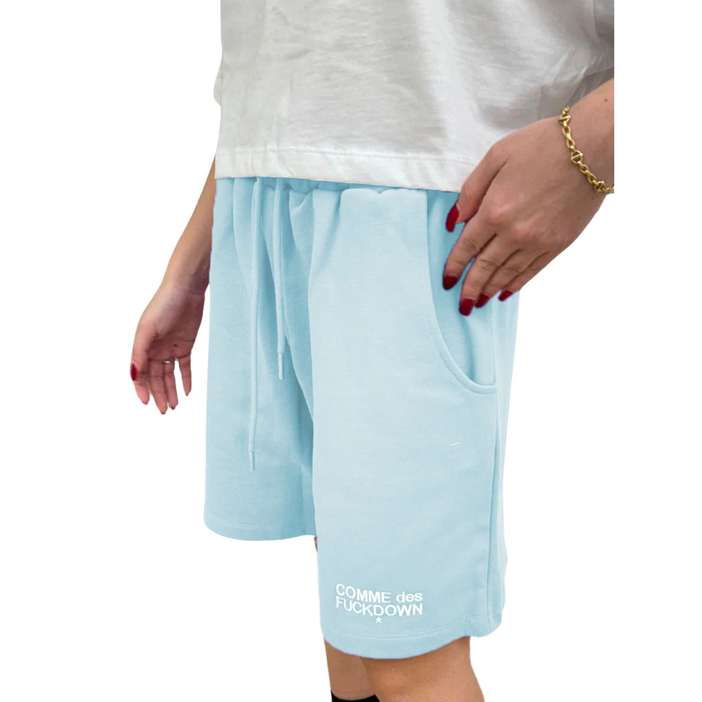 comme des fuckdown - shorts azzurri logo ricamato