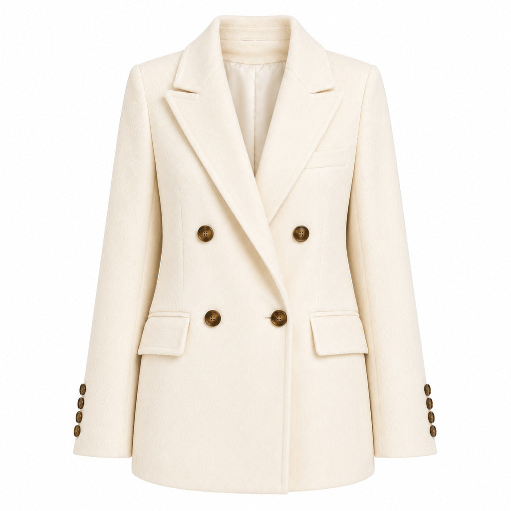 loro piana tessuto - cappotto corto doppiopetto panna