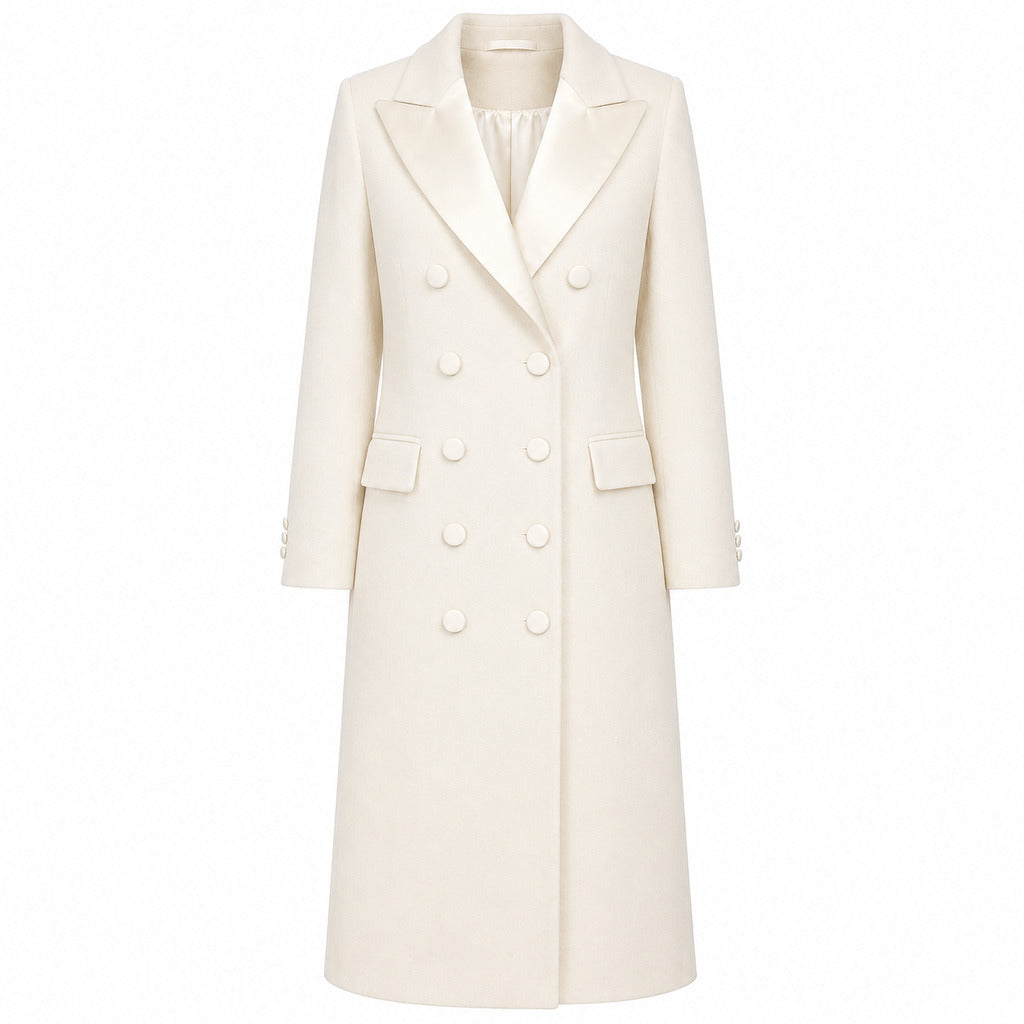 loro piana tessuto - cappotto lungo con rever raso