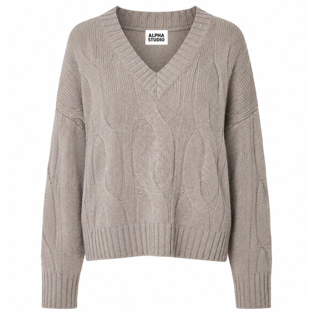 alpha studio - scollo v m/l boxy weaving