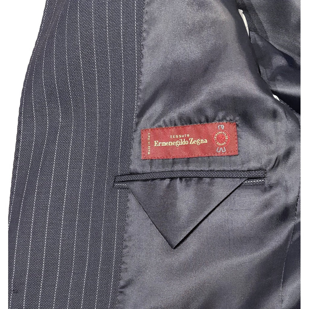 ermenegildo zegna tessuto - Completo lana blu gessato