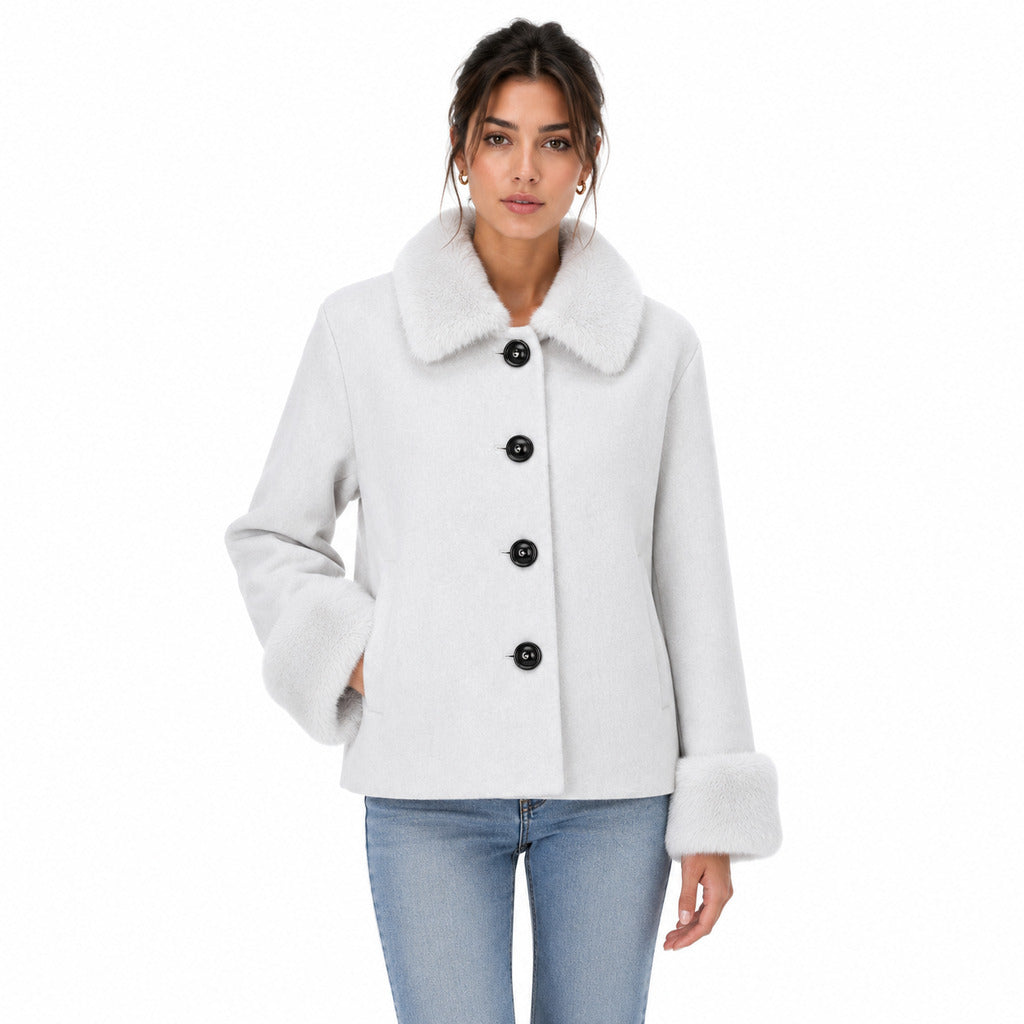 loro piana tessuto - cappotto corto pelliccia ice