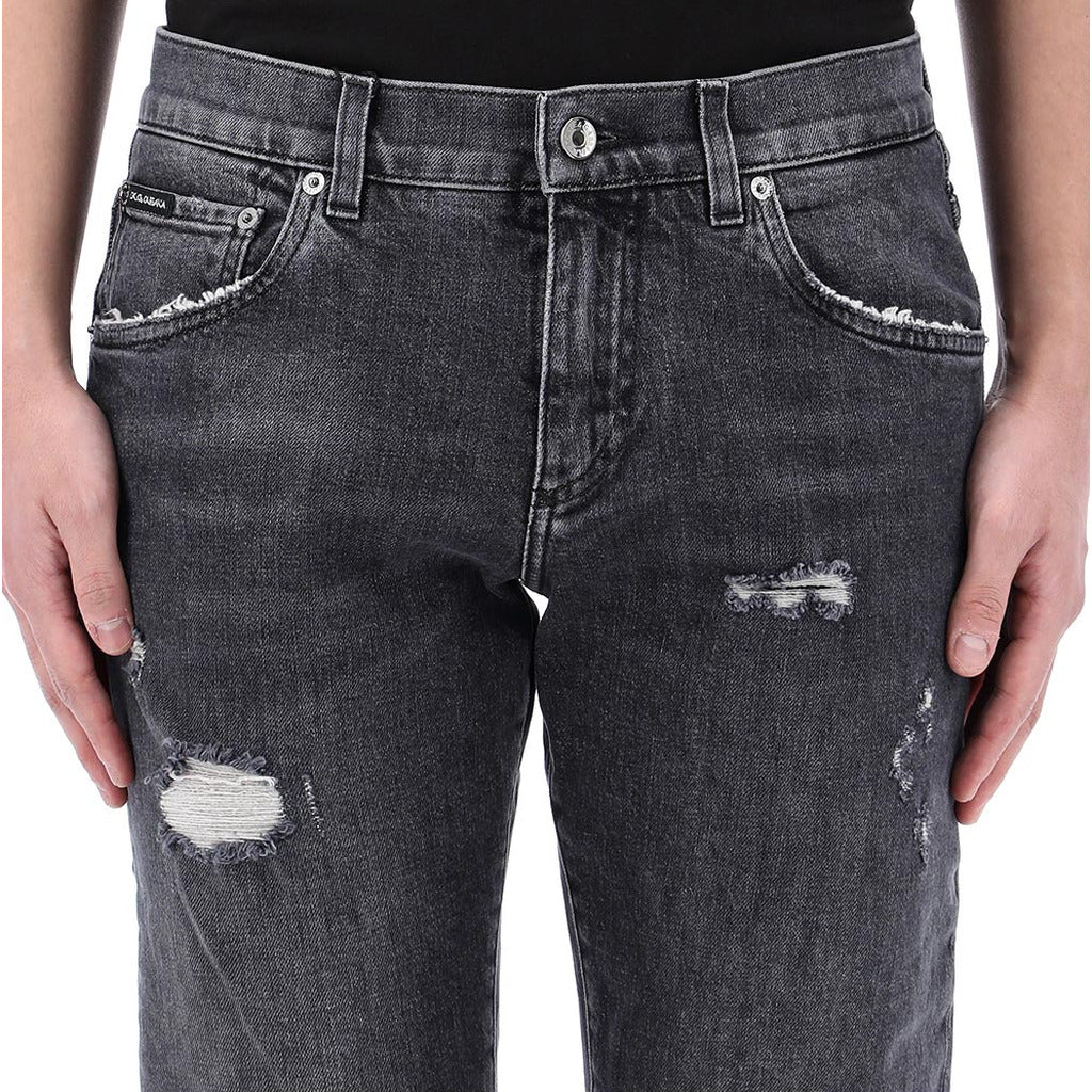 dolce & gabbana - lucky chance logo distressed denim