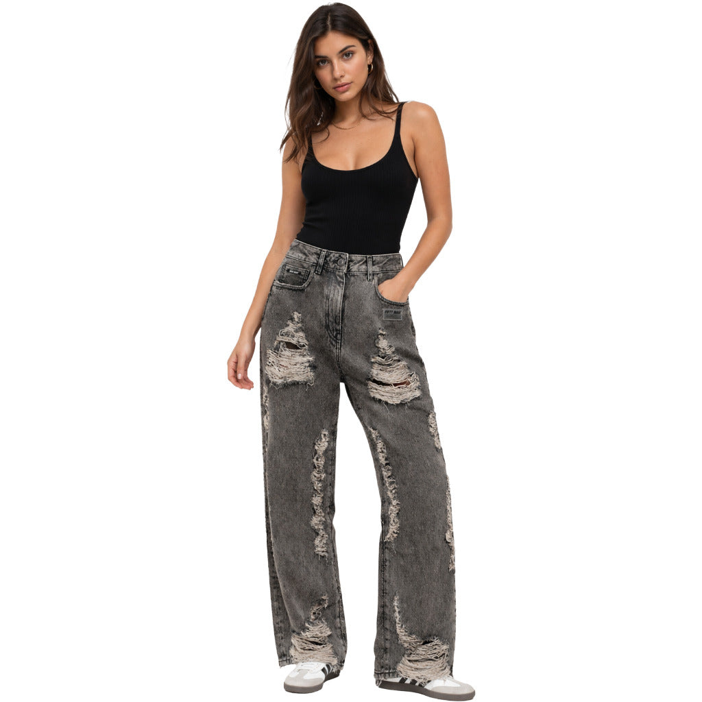 fifty made - jeans strappati neri