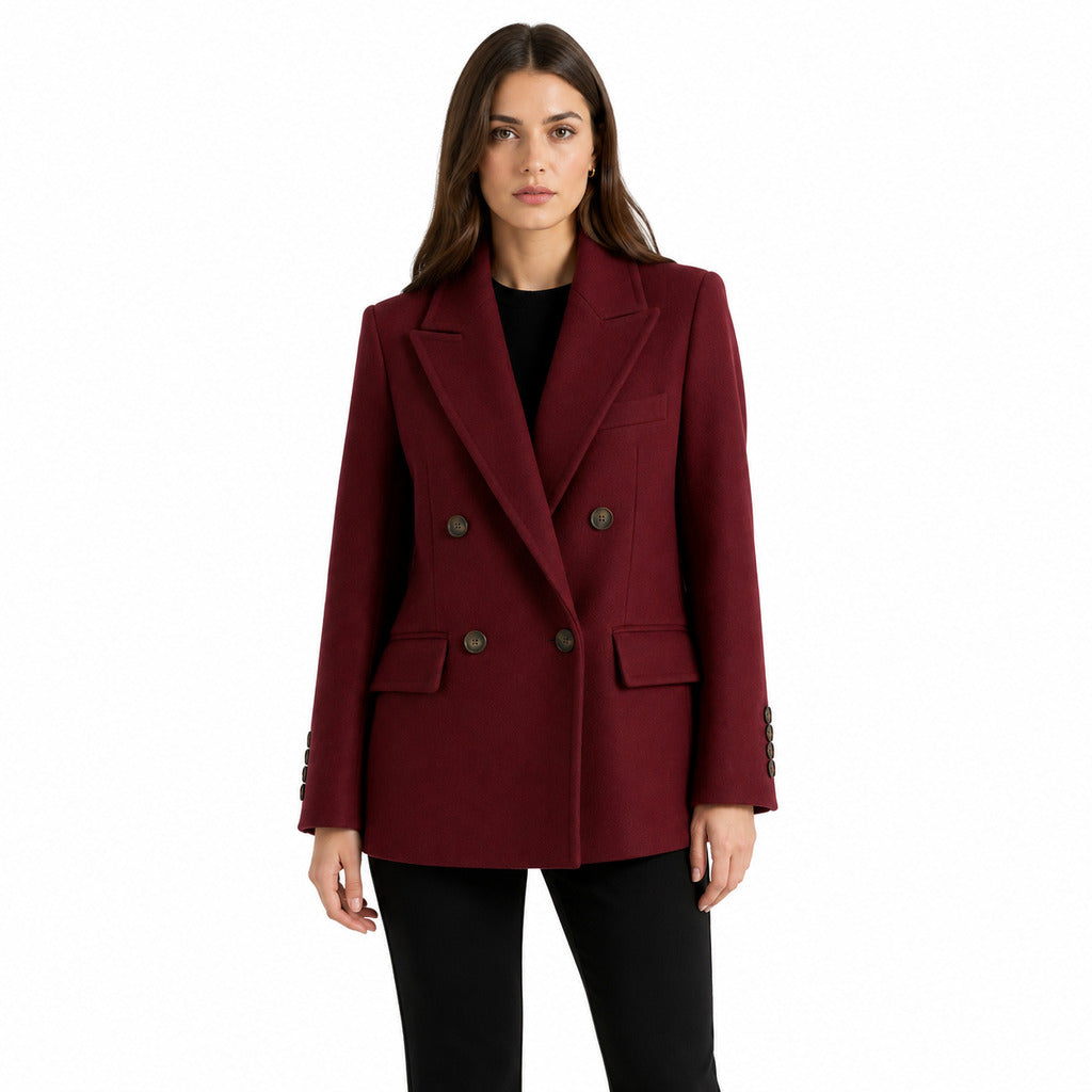loro piana tessuto - cappotto corto doppiopetto burgundy
