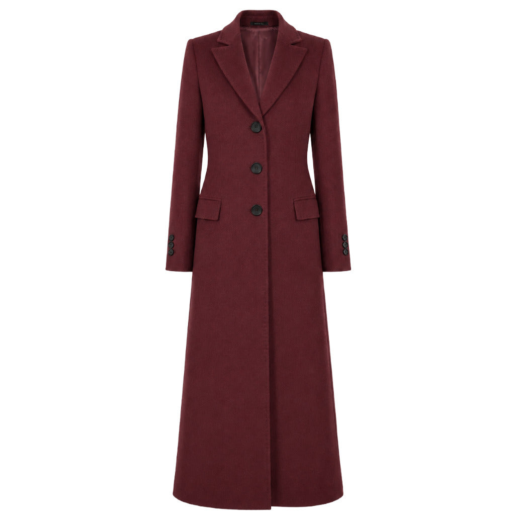 loro piana tessuto - cappotto capolavoro lungo bordeaux