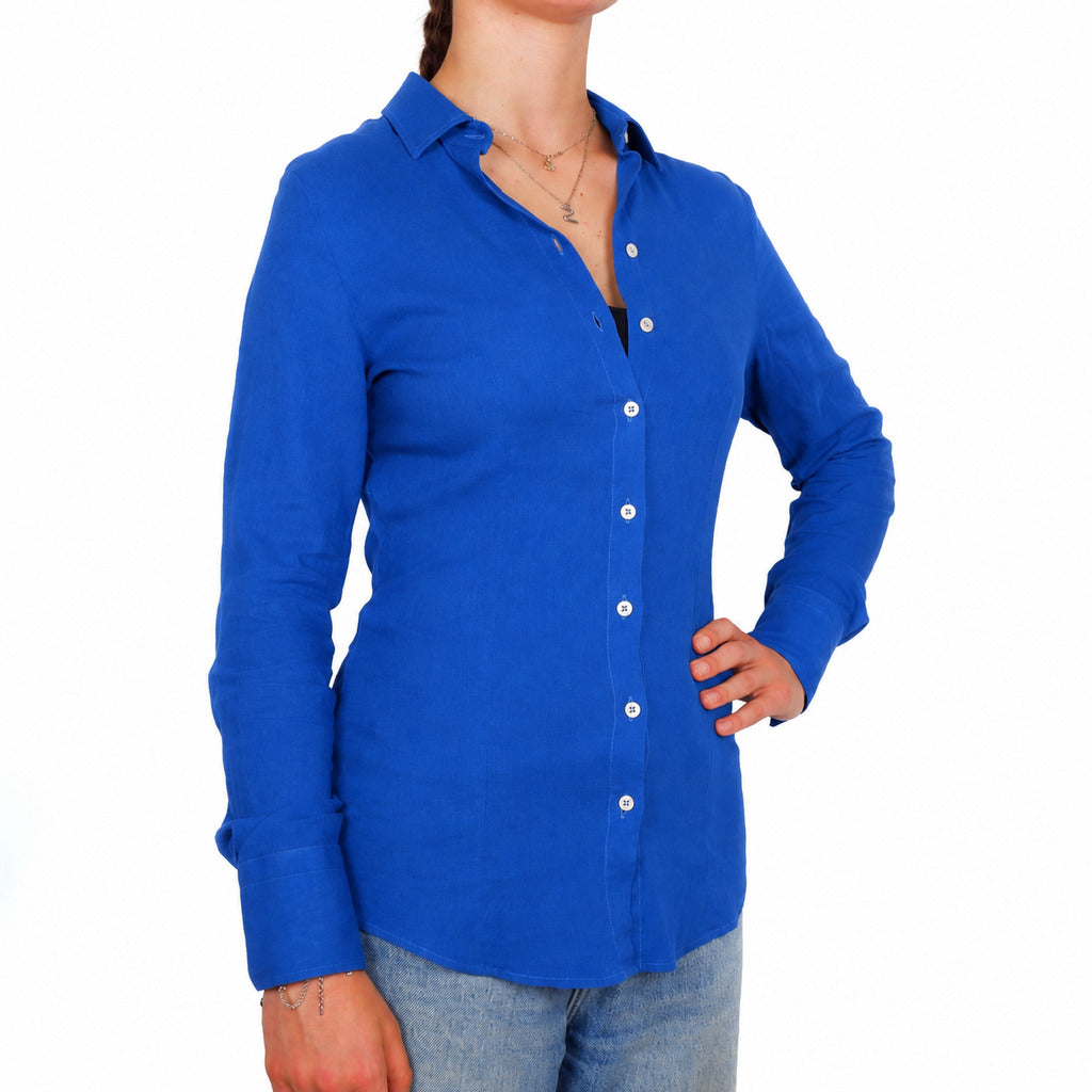 bagutta - camicia lino bluette
