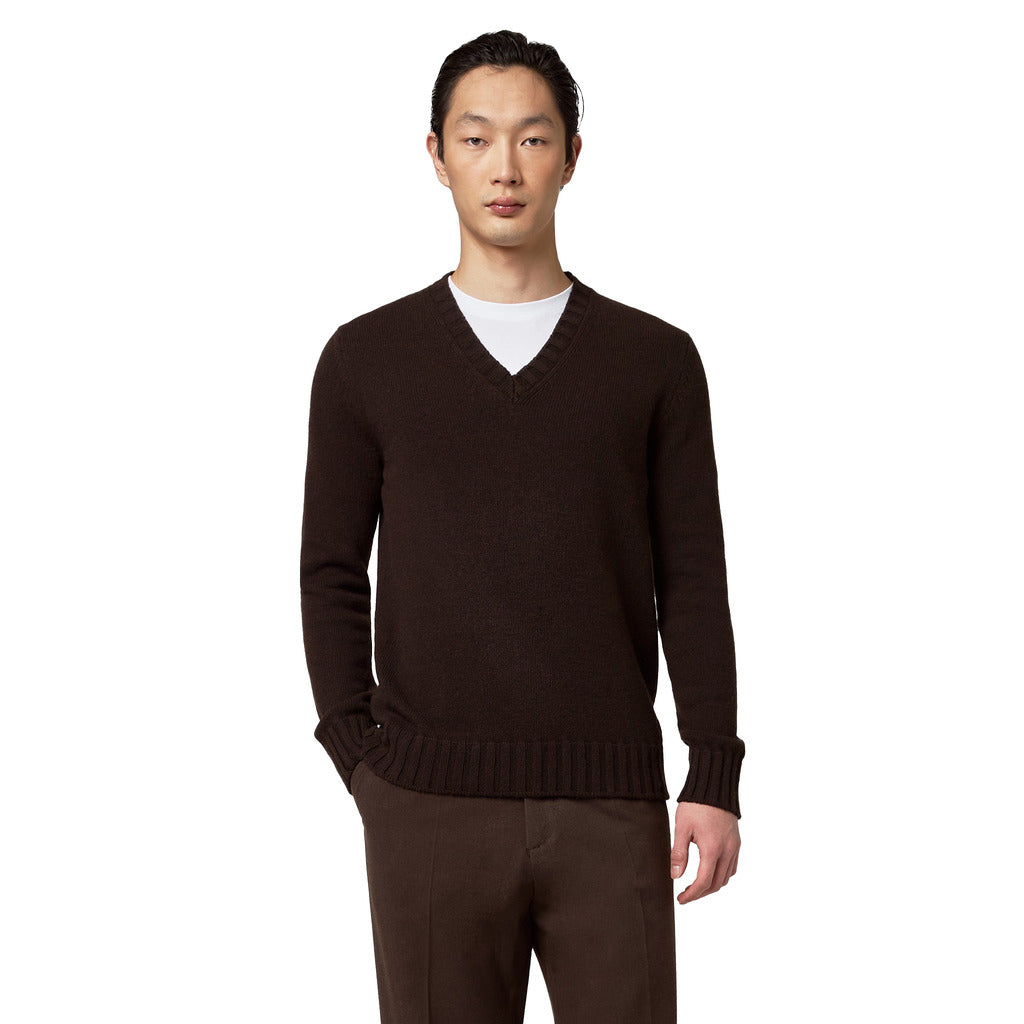 alpha studio - maglia scollo V misto lana