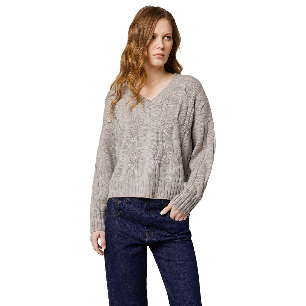 alpha studio - scollo v m/l boxy weaving