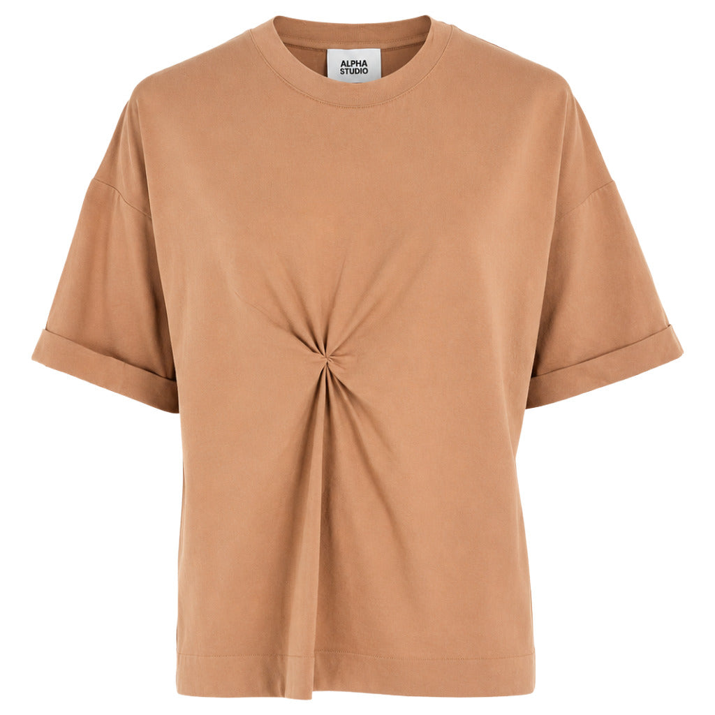 alpha studio - t-shirt con drapeggio