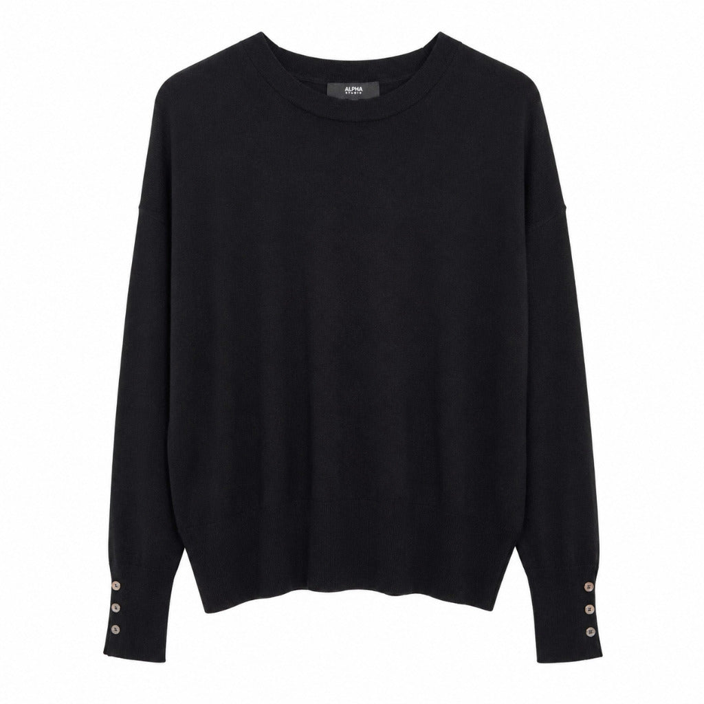 alpha studio - maglia girocollo con bottoni