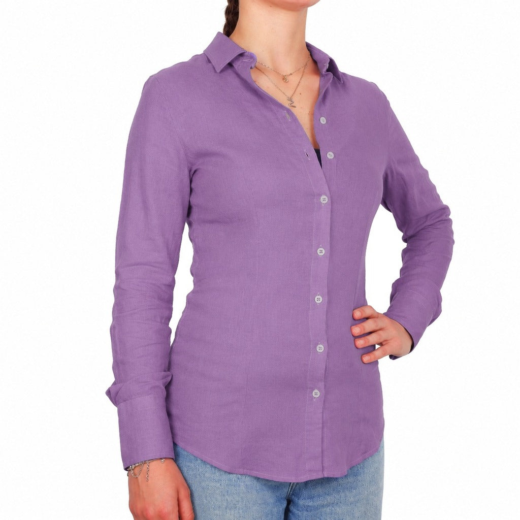 bagutta - camicia lino viola