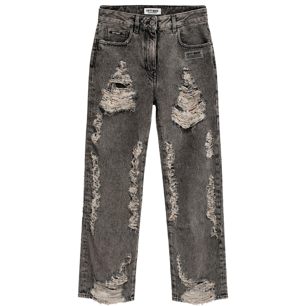 fifty made - jeans strappati neri