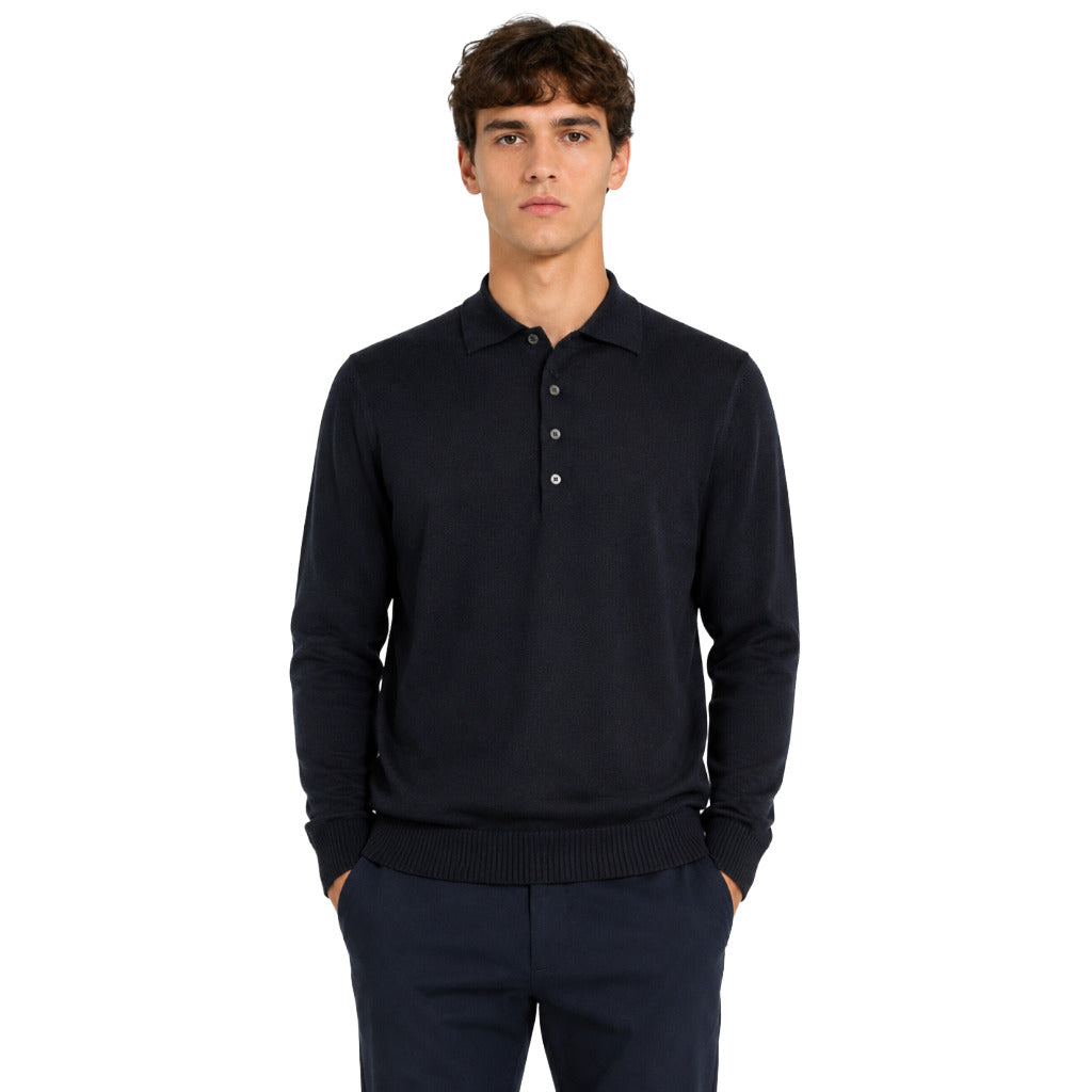 alpha studio - polo slim a maniche lunghe