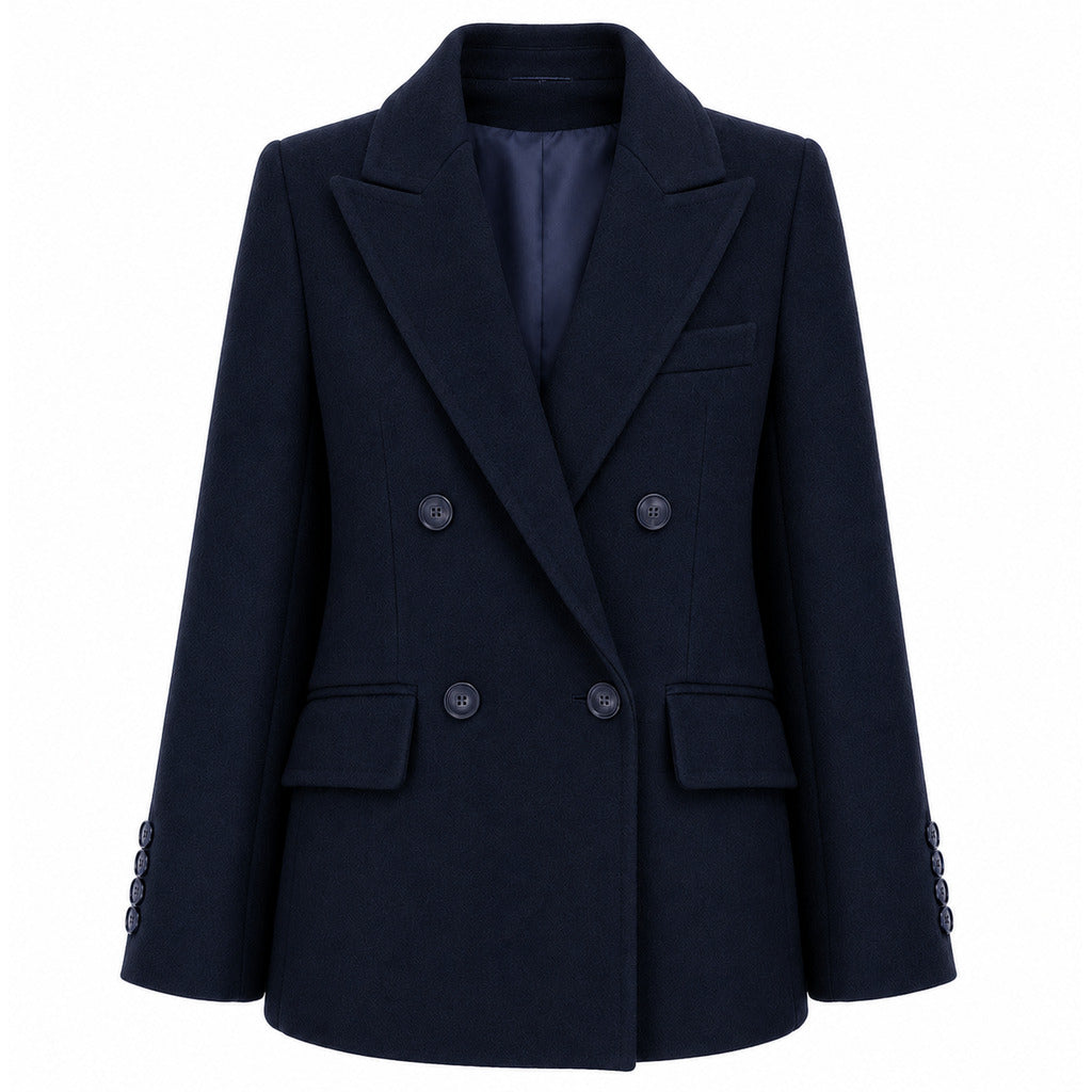 loro piana tessuto - cappotto corto doppiopetto blu
