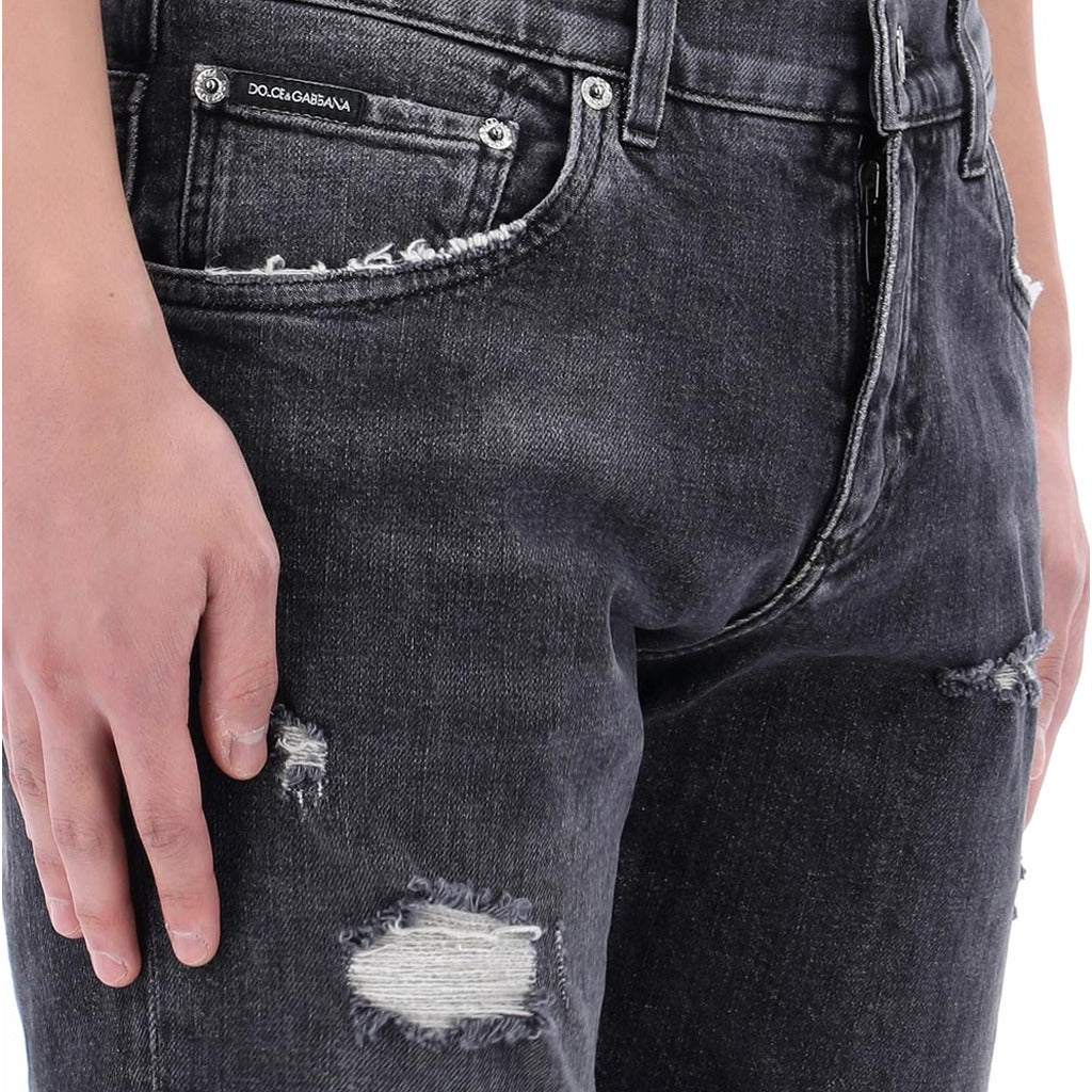 dolce & gabbana - lucky chance logo distressed denim